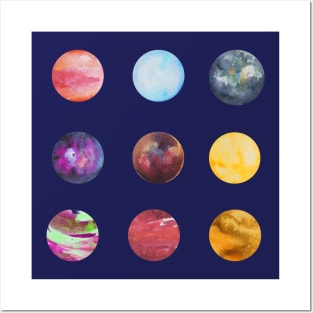 Watercolor Planets Sticker Design Posters and Art